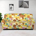 Yellow Camo And Hibiscus Flower Print Sofa Cover