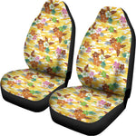 Yellow Camo And Hibiscus Flower Print Universal Fit Car Seat Covers