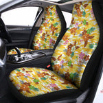 Yellow Camo And Hibiscus Flower Print Universal Fit Car Seat Covers