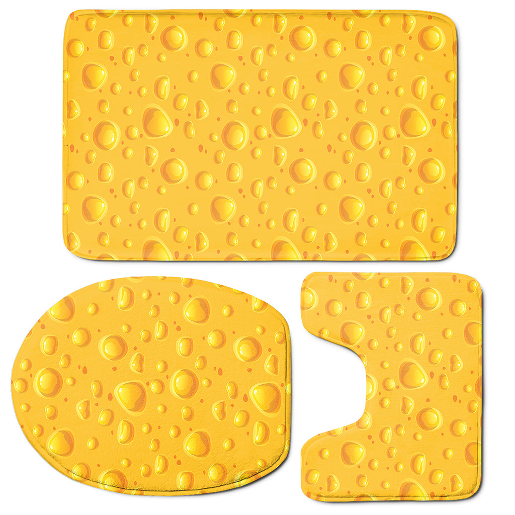 Yellow Cheese Print 3 Piece Bath Mat Set