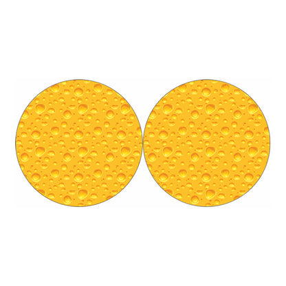 Yellow Cheese Print Car Coasters