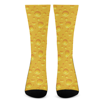 Yellow Cheese Print Crew Socks