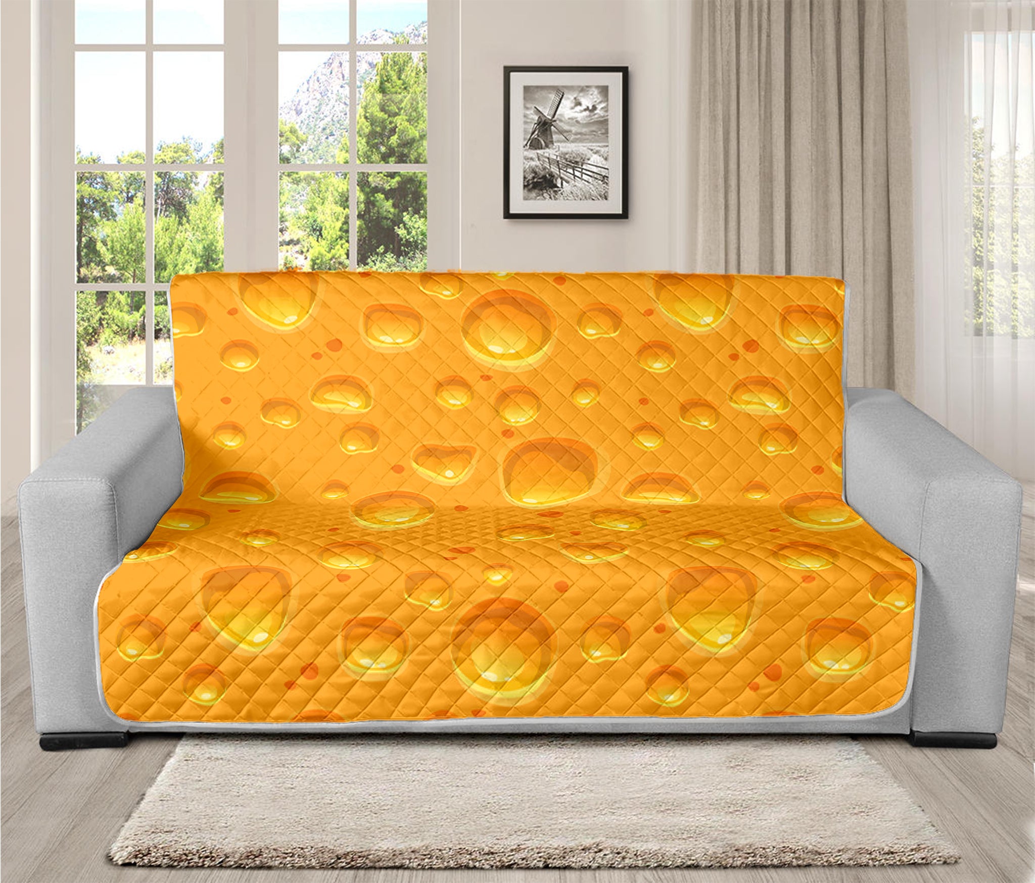 Yellow Cheese Print Futon Protector