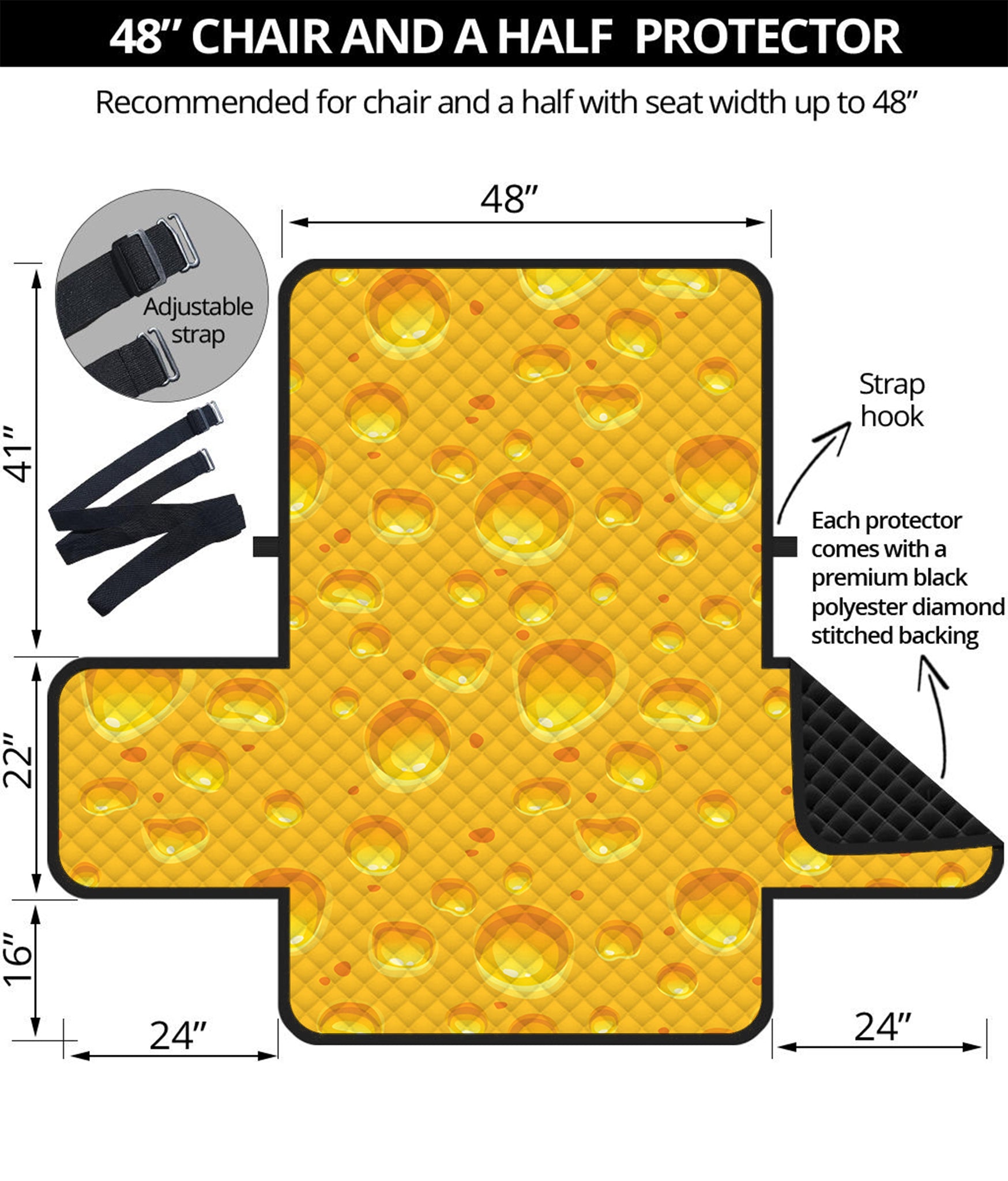 Yellow Cheese Print Half Sofa Protector