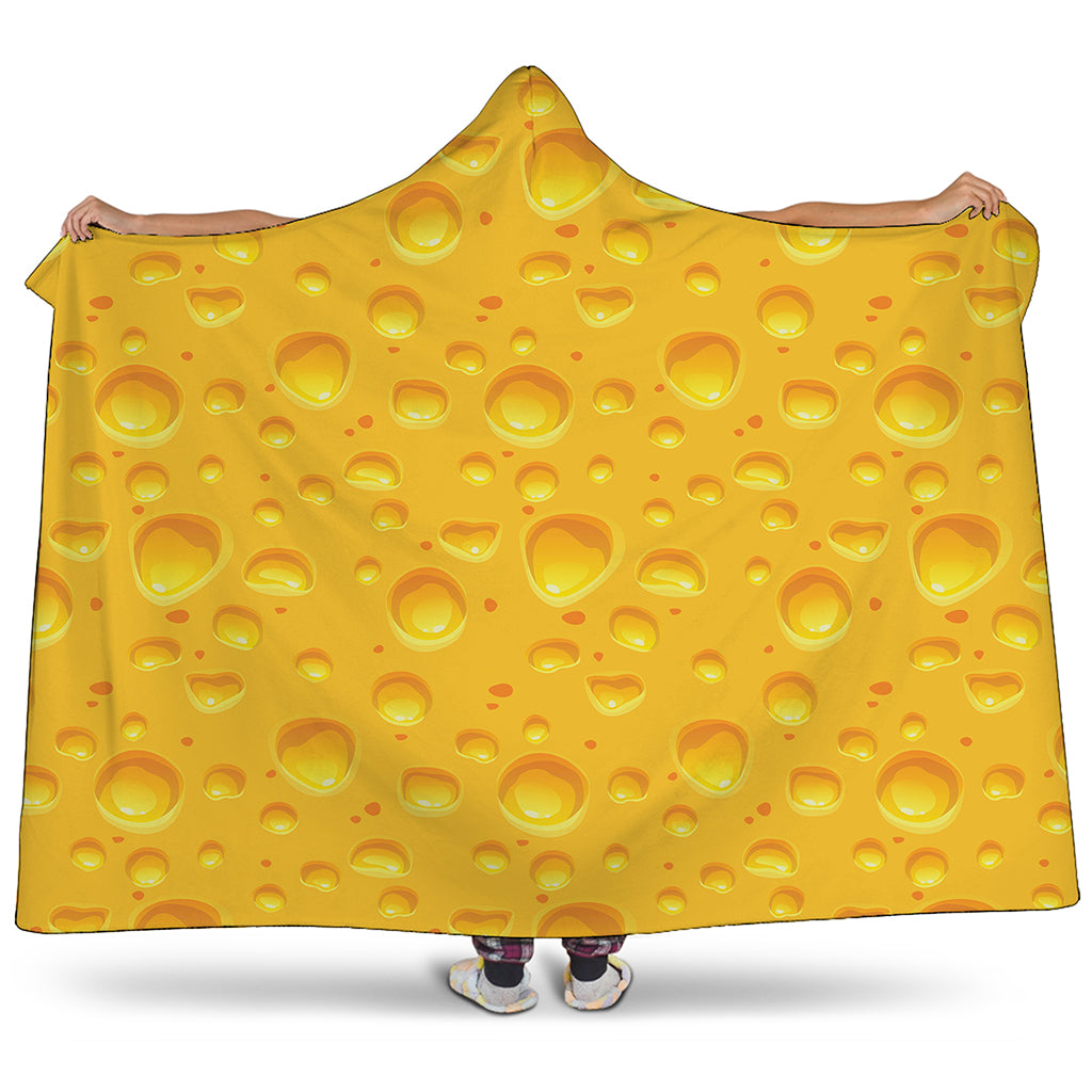 Yellow Cheese Print Hooded Blanket