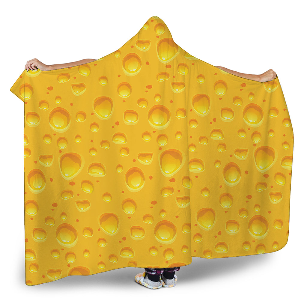 Yellow Cheese Print Hooded Blanket