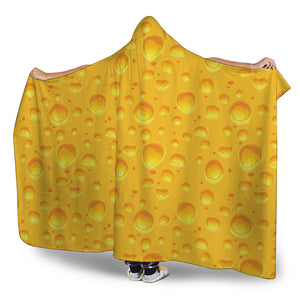 Yellow Cheese Print Hooded Blanket