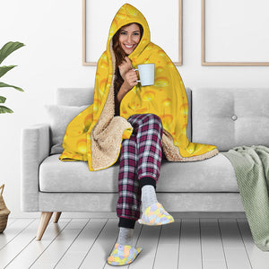 Yellow Cheese Print Hooded Blanket