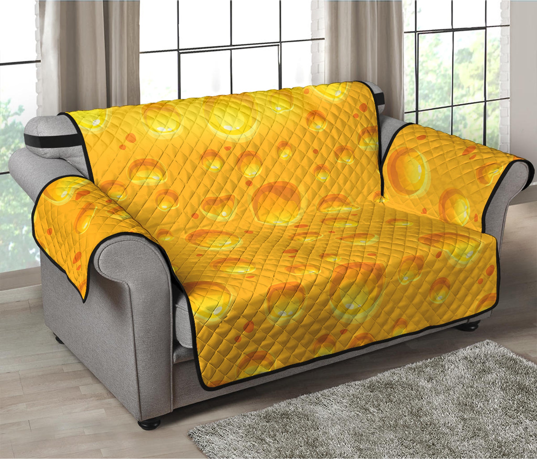 Yellow Cheese Print Loveseat Protector