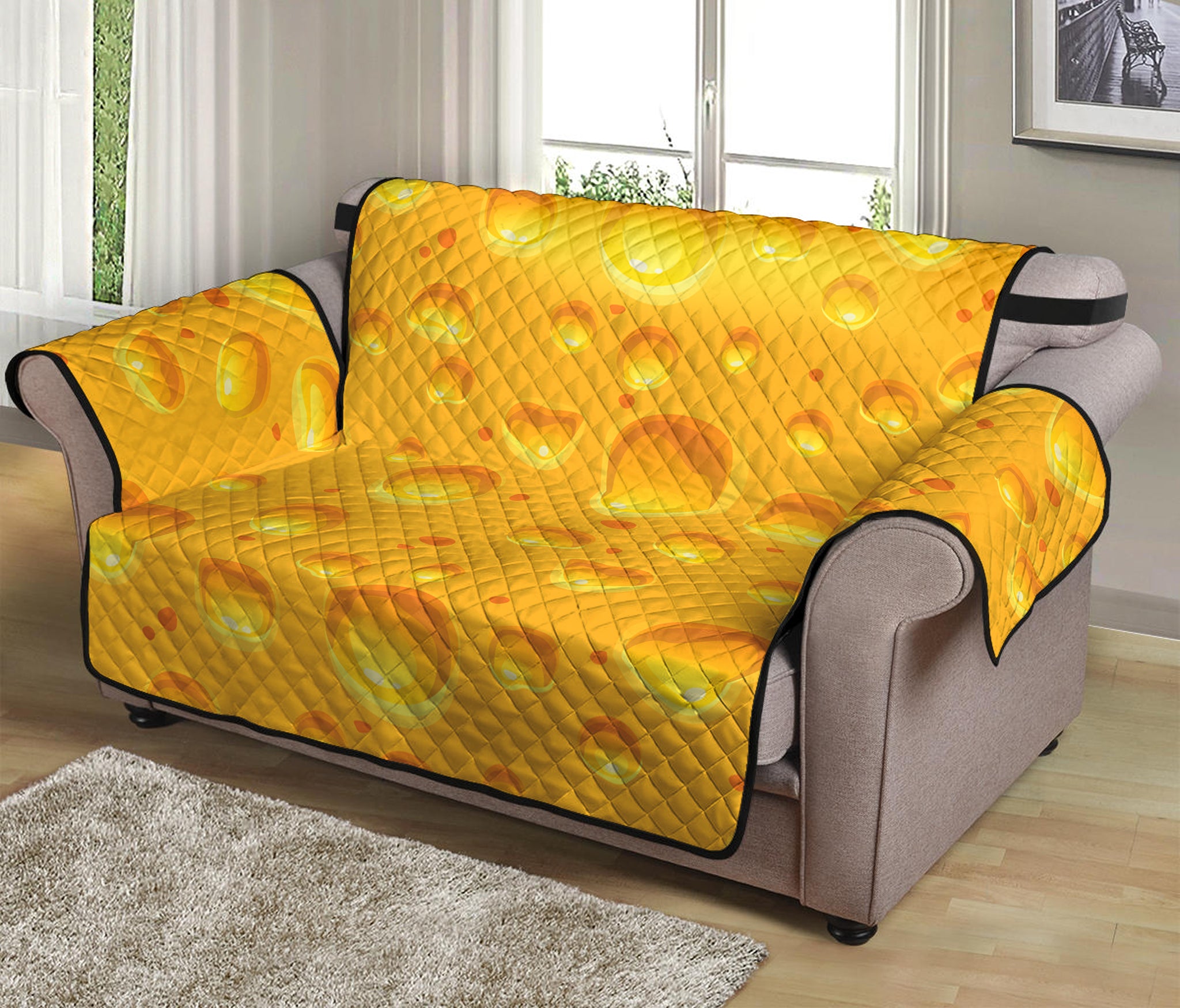 Yellow Cheese Print Loveseat Protector