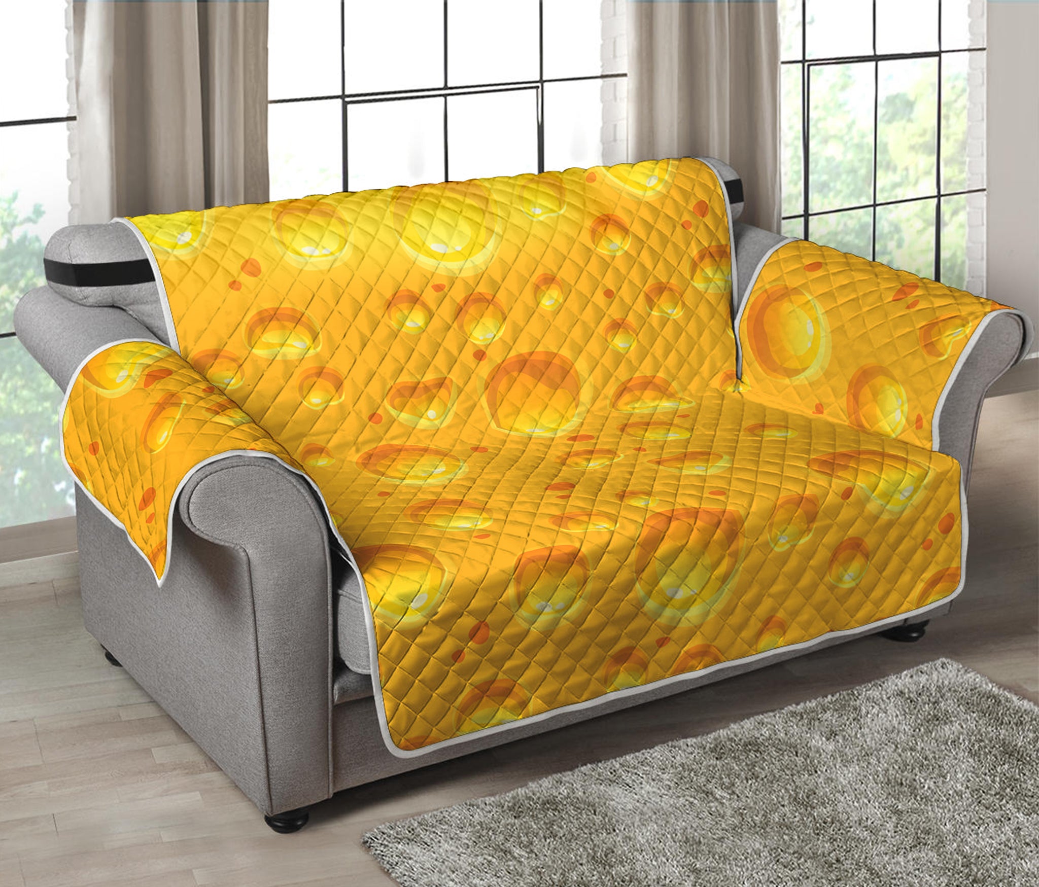 Yellow Cheese Print Loveseat Protector