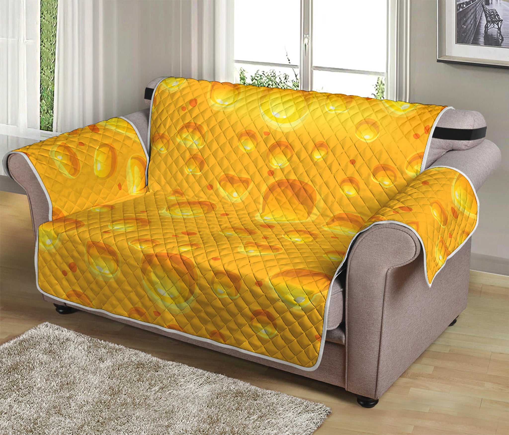 Yellow Cheese Print Loveseat Protector