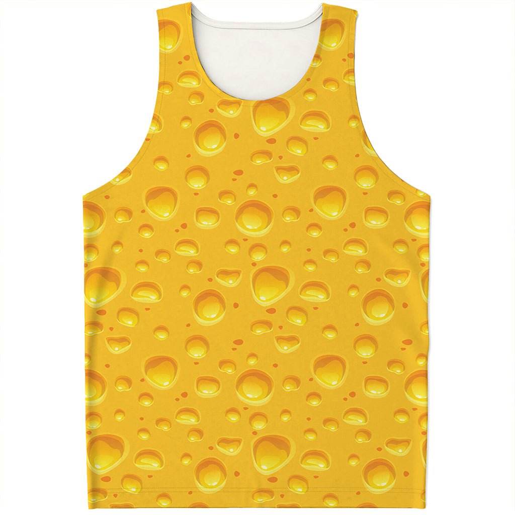 Yellow Cheese Print Men's Tank Top