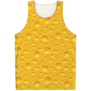 Yellow Cheese Print Men's Tank Top