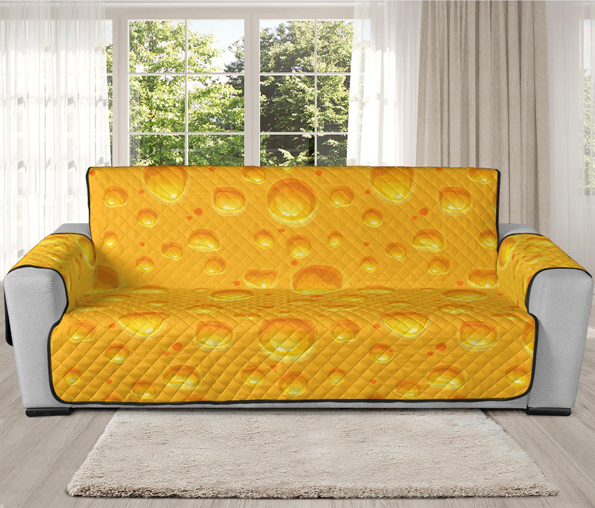 Yellow Cheese Print Oversized Sofa Protector