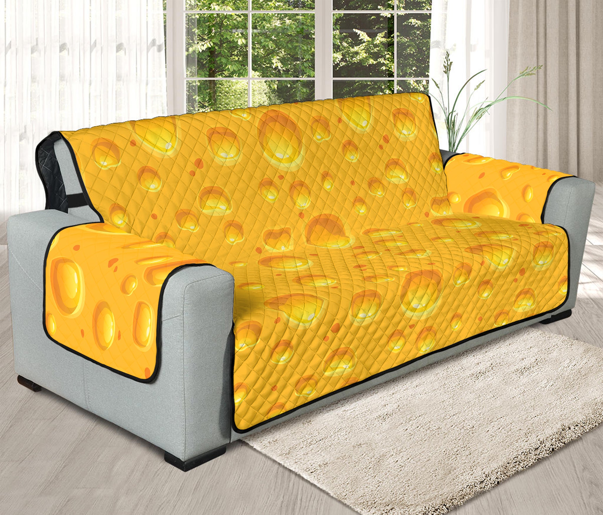 Yellow Cheese Print Oversized Sofa Protector