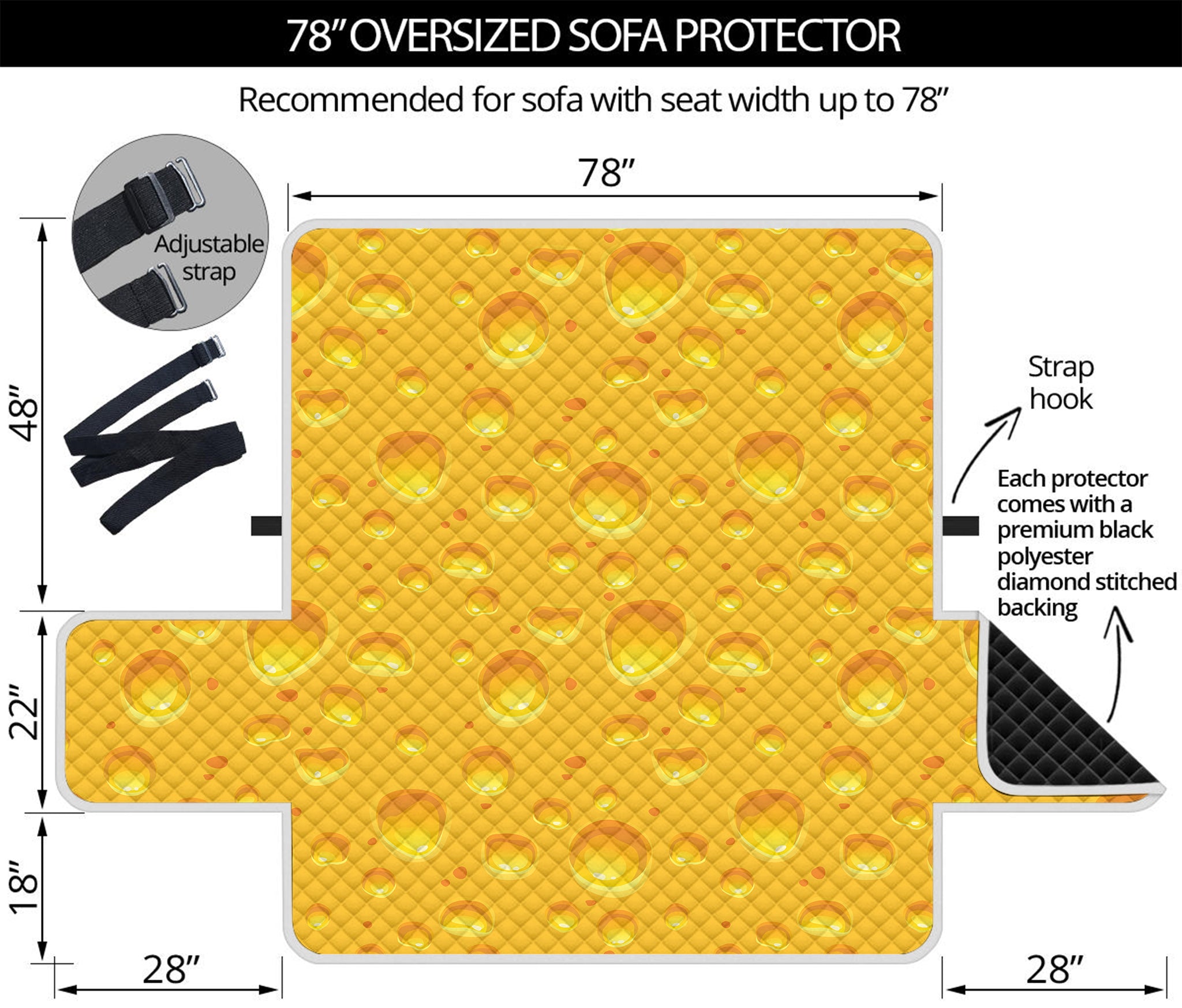 Yellow Cheese Print Oversized Sofa Protector