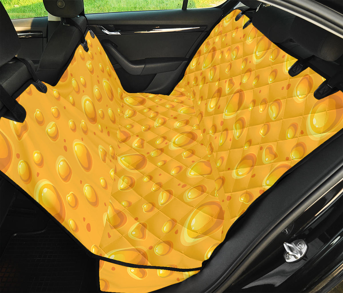 Yellow Cheese Print Pet Car Back Seat Cover