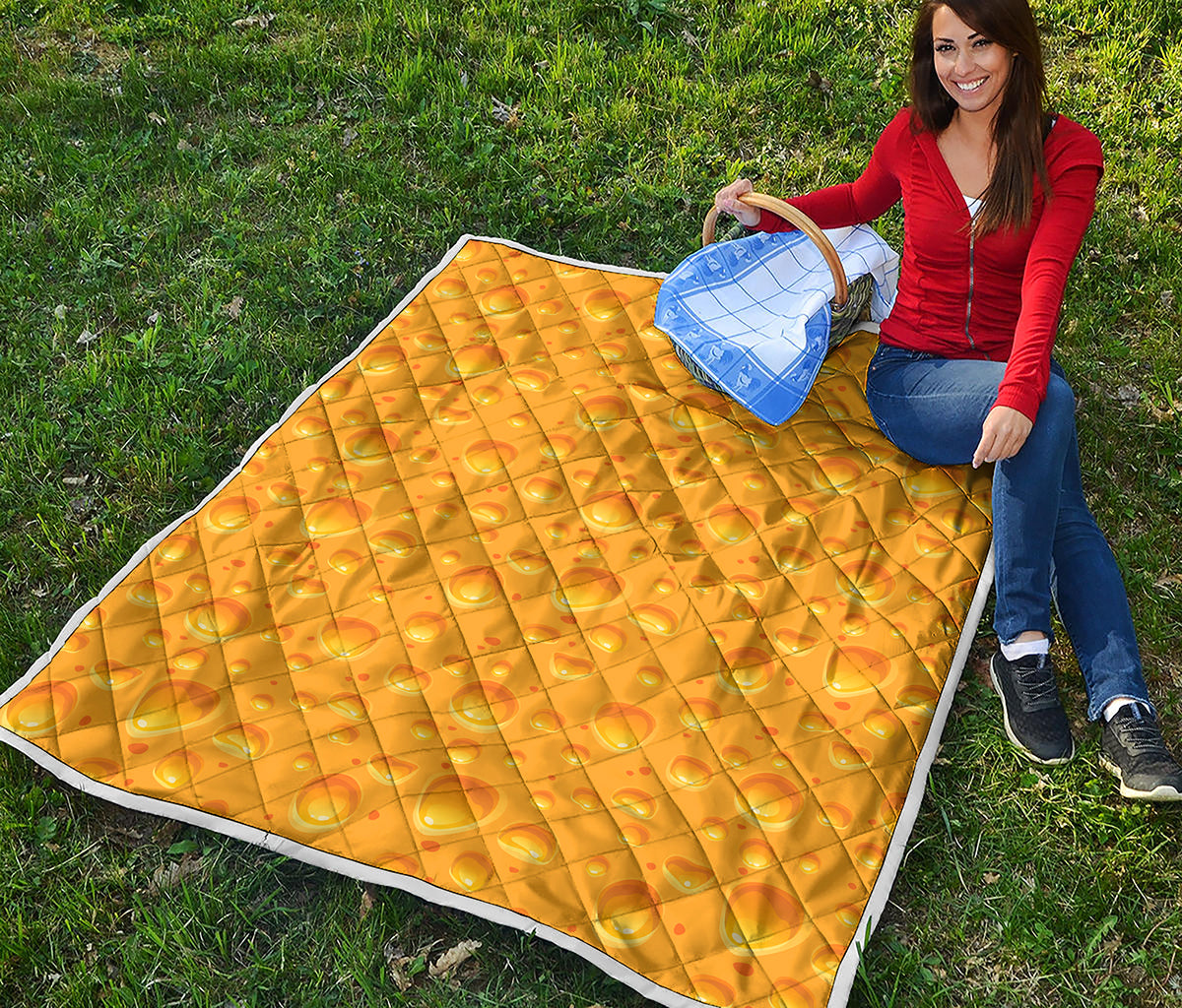 Yellow Cheese Print Quilt