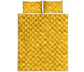 Yellow Cheese Print Quilt Bed Set