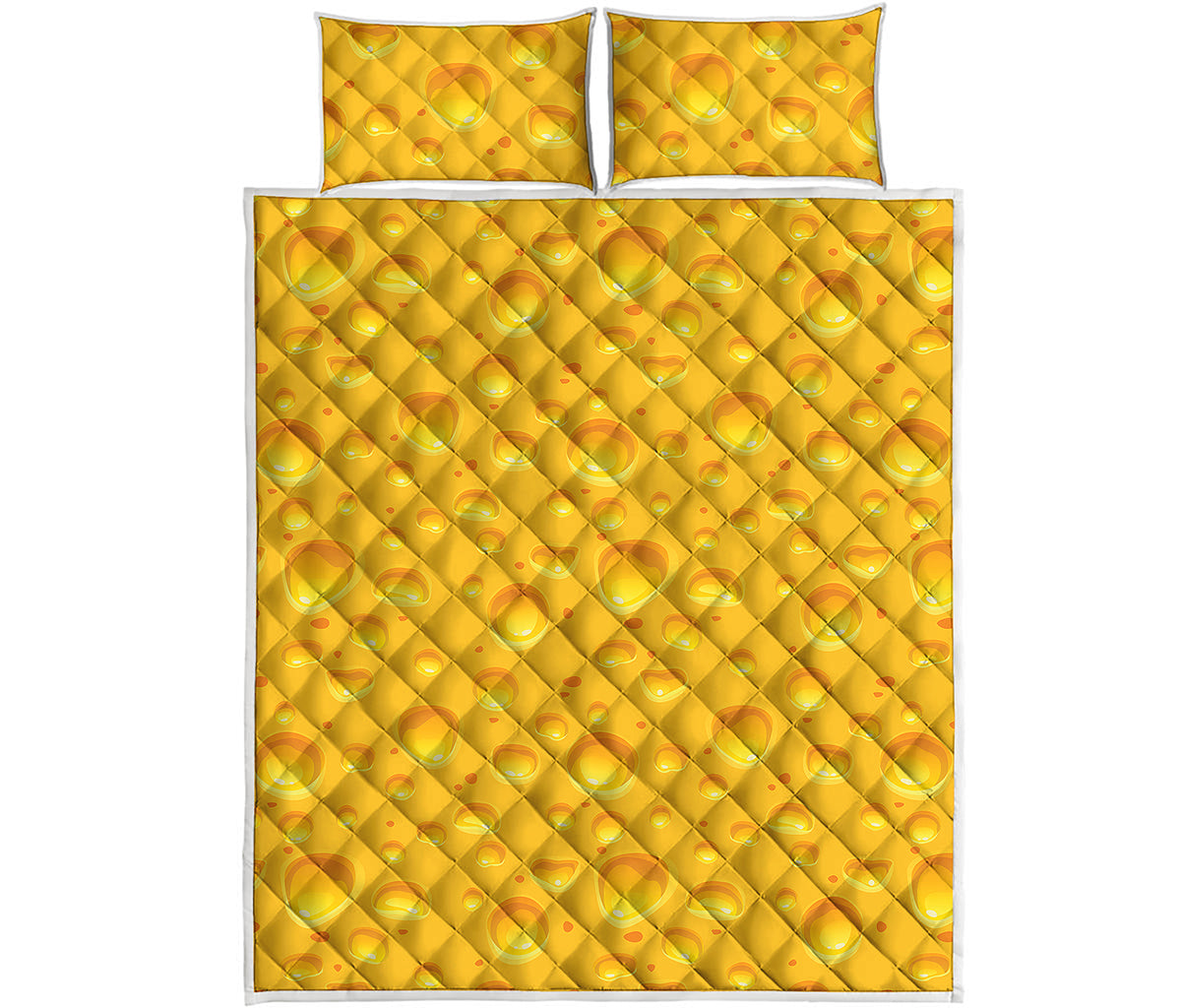 Yellow Cheese Print Quilt Bed Set