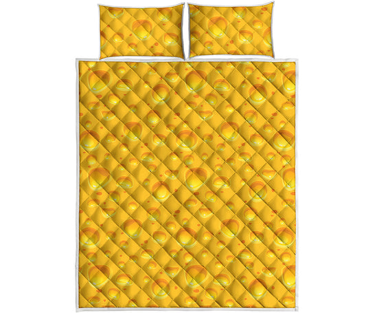 Yellow Cheese Print Quilt Bed Set
