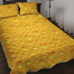 Yellow Cheese Print Quilt Bed Set