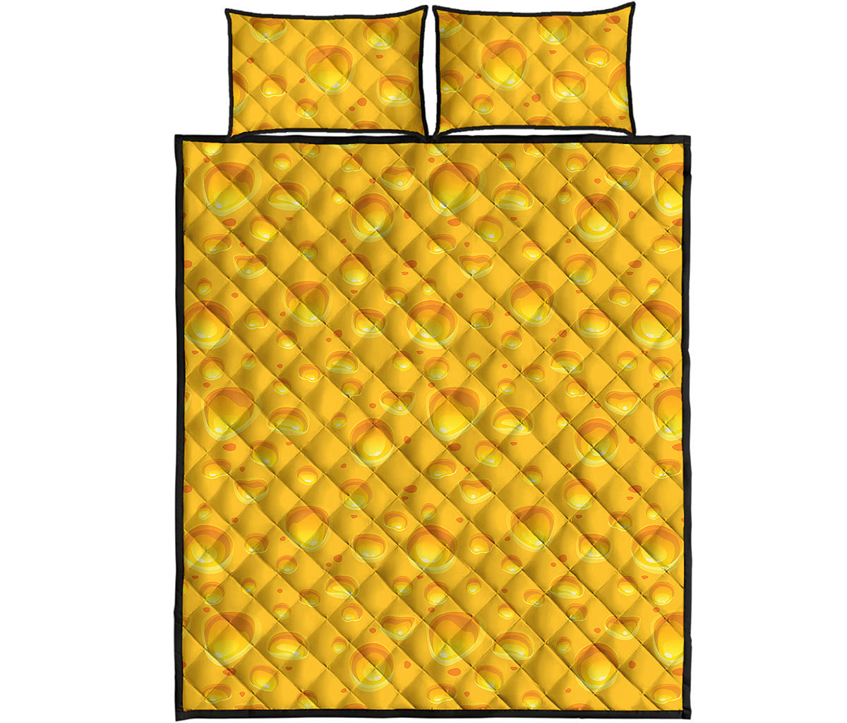Yellow Cheese Print Quilt Bed Set