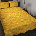 Yellow Cheese Print Quilt Bed Set