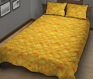 Yellow Cheese Print Quilt Bed Set