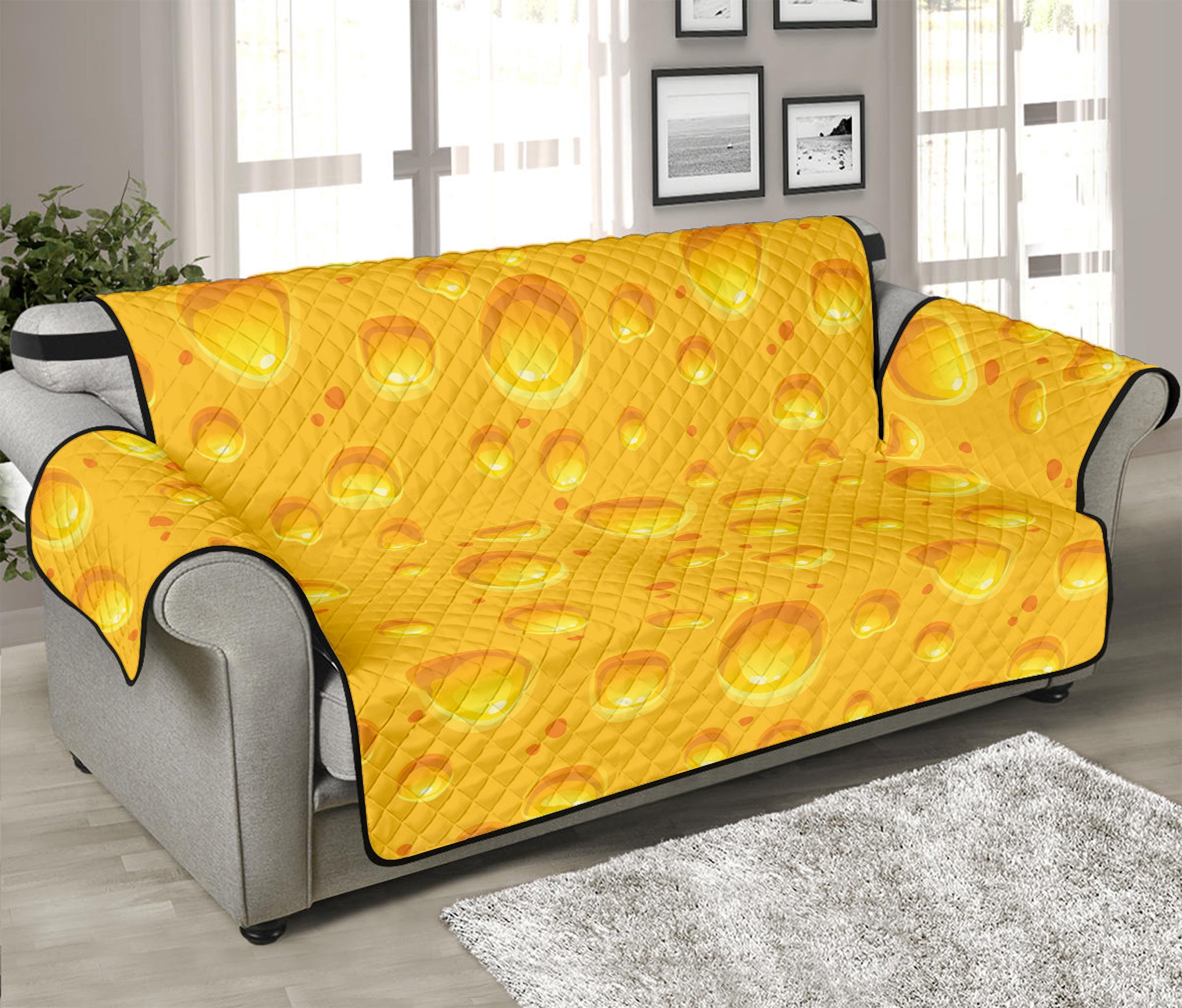 Yellow Cheese Print Sofa Protector