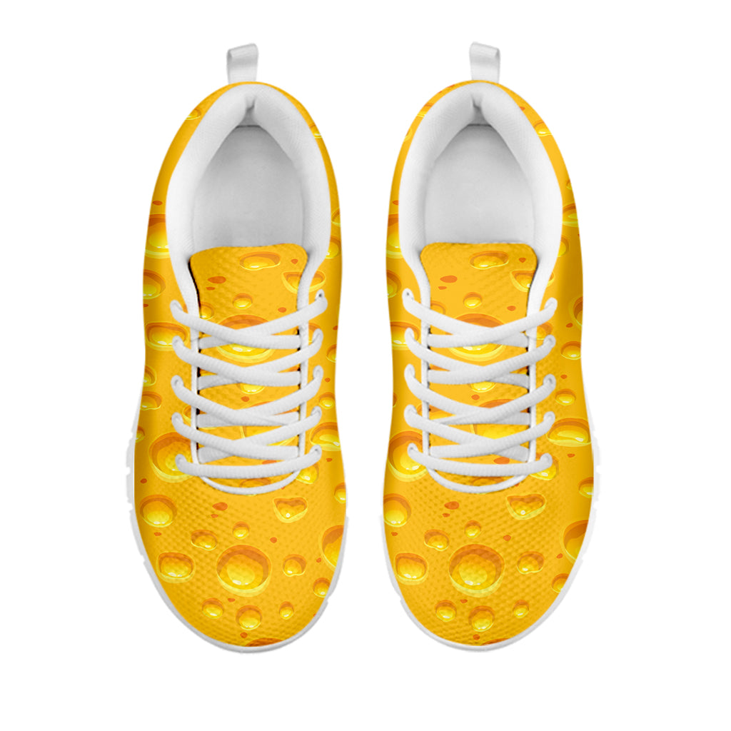 Yellow Cheese Print White Sneakers