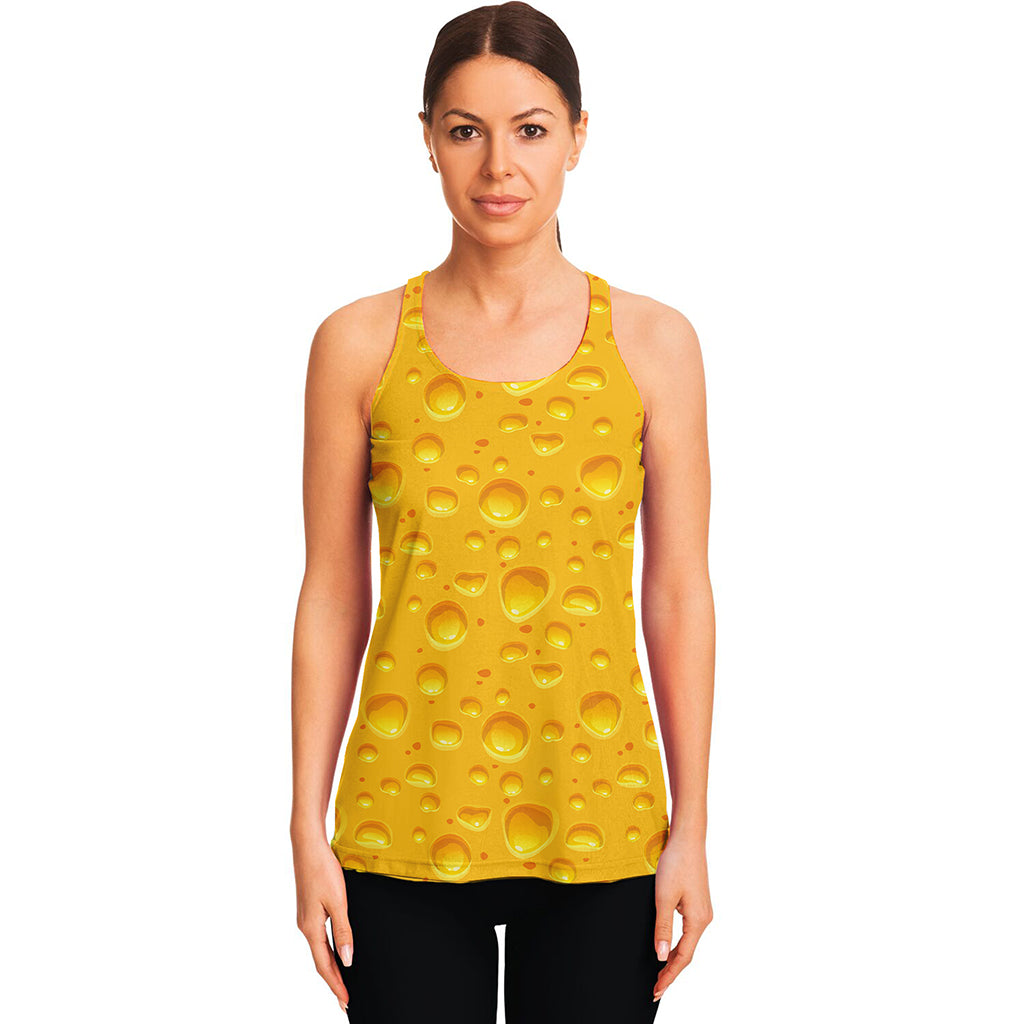 Yellow Cheese Print Women's Racerback Tank Top