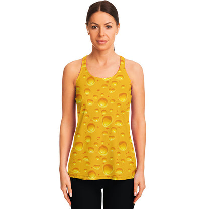 Yellow Cheese Print Women's Racerback Tank Top