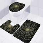 Yellow Cobweb Print 3 Piece Bath Mat Set