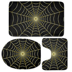 Yellow Cobweb Print 3 Piece Bath Mat Set