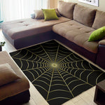 Yellow Cobweb Print Area Rug