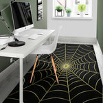 Yellow Cobweb Print Area Rug
