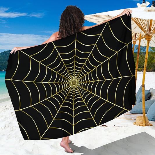 Yellow Cobweb Print Beach Sarong Wrap