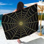 Yellow Cobweb Print Beach Sarong Wrap