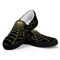 Yellow Cobweb Print Black Slip On Sneakers