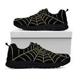 Yellow Cobweb Print Black Sneakers