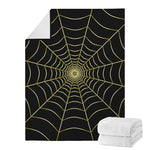 Yellow Cobweb Print Blanket