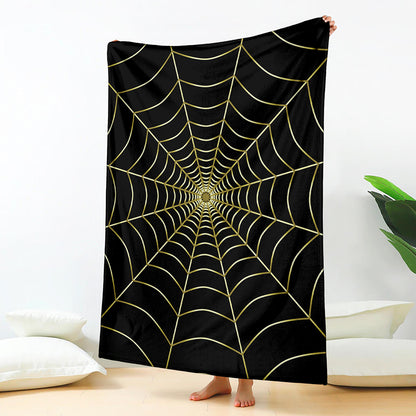 Yellow Cobweb Print Blanket