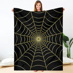 Yellow Cobweb Print Blanket