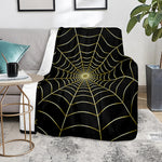 Yellow Cobweb Print Blanket