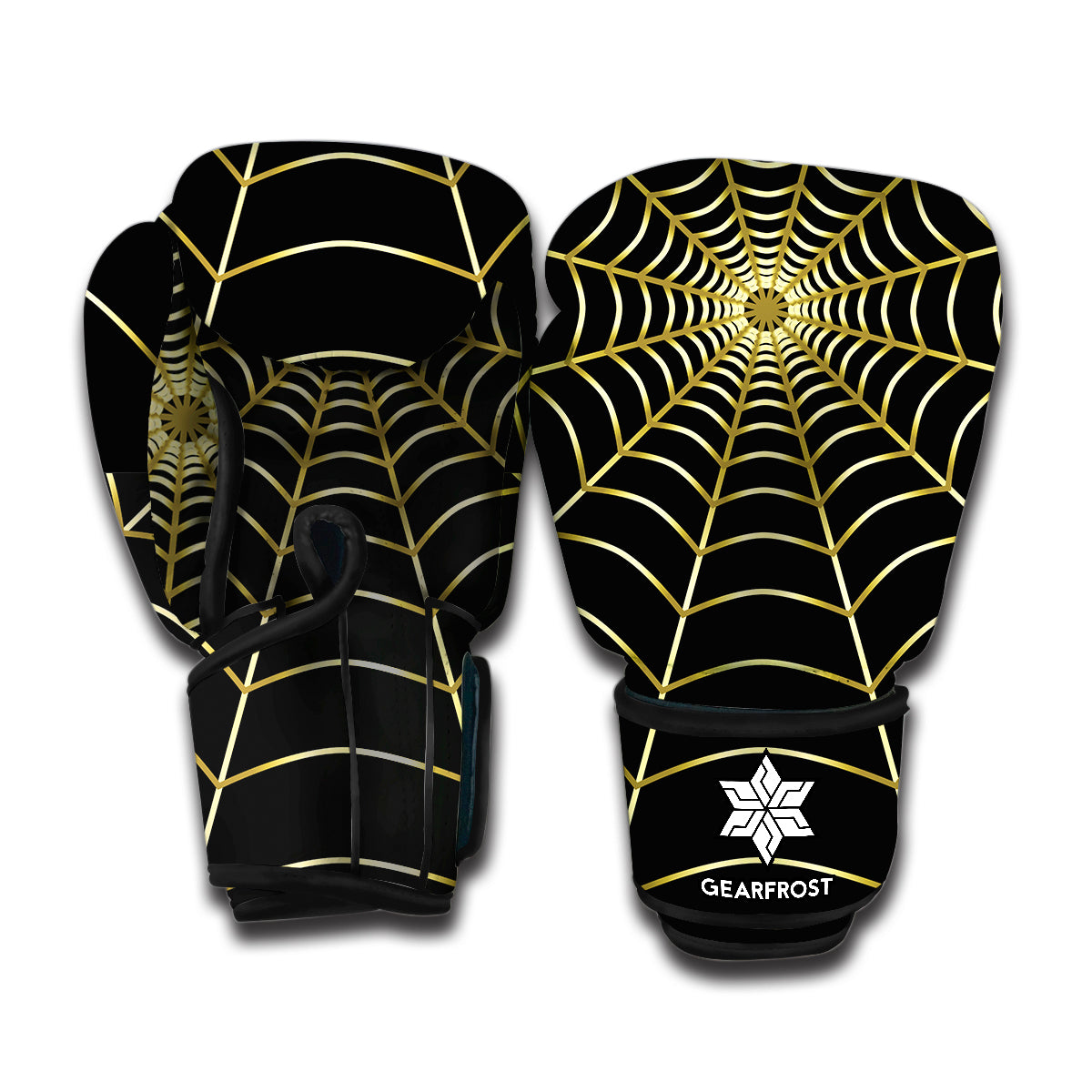 Yellow Cobweb Print Boxing Gloves