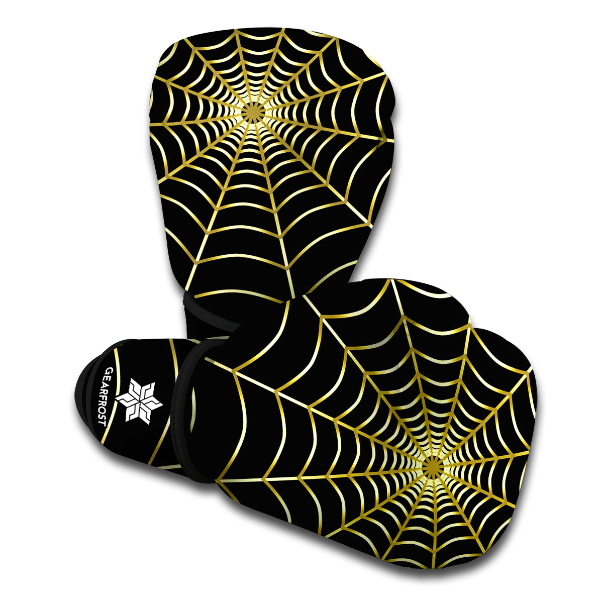 Yellow Cobweb Print Boxing Gloves