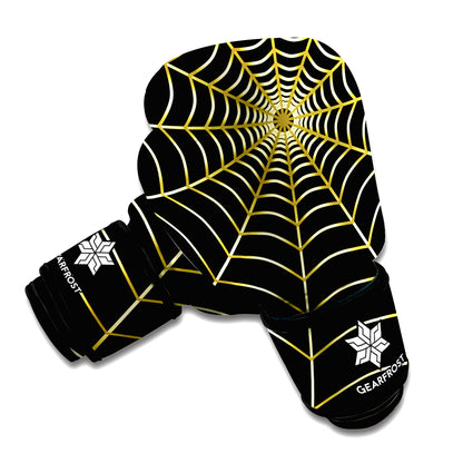Yellow Cobweb Print Boxing Gloves