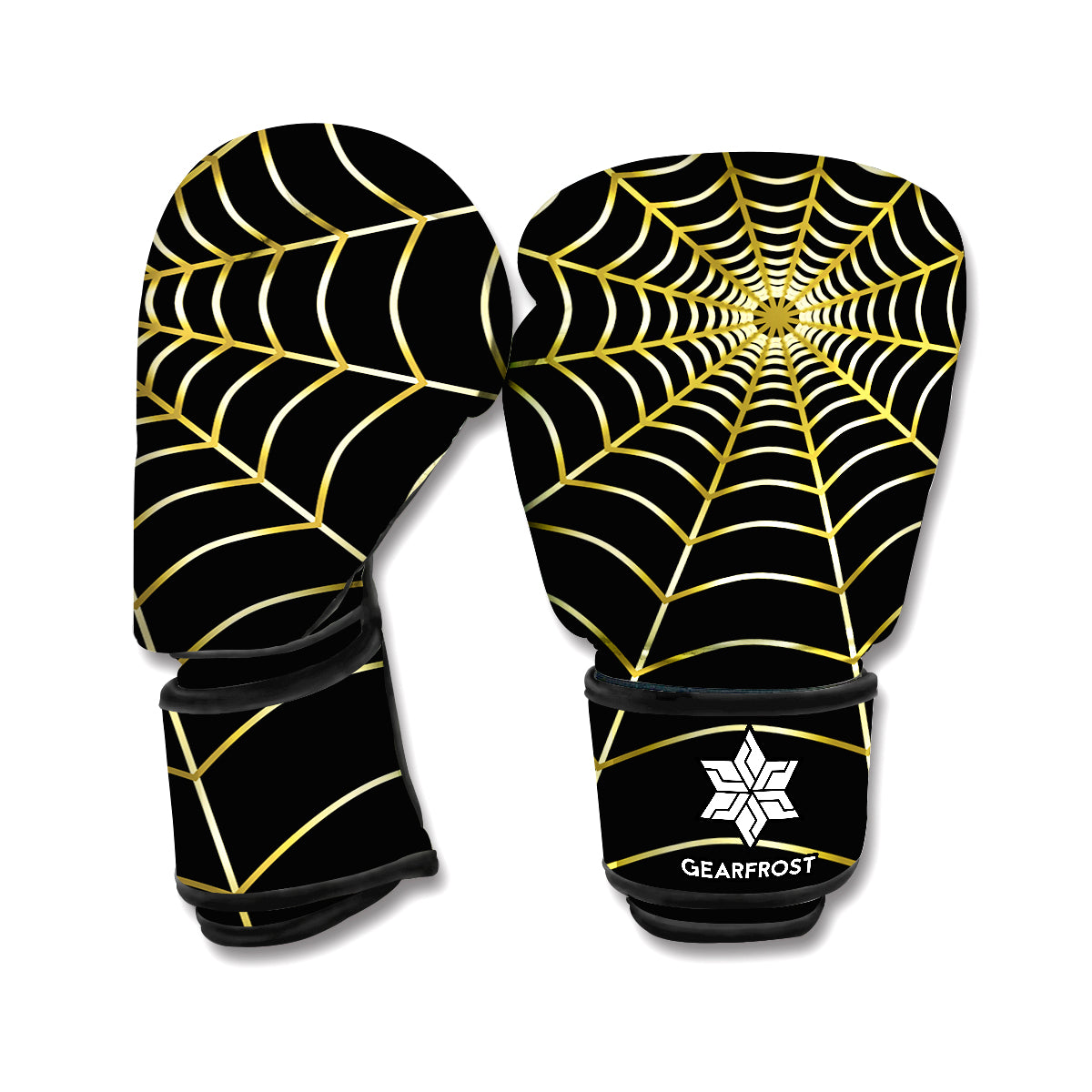 Yellow Cobweb Print Boxing Gloves